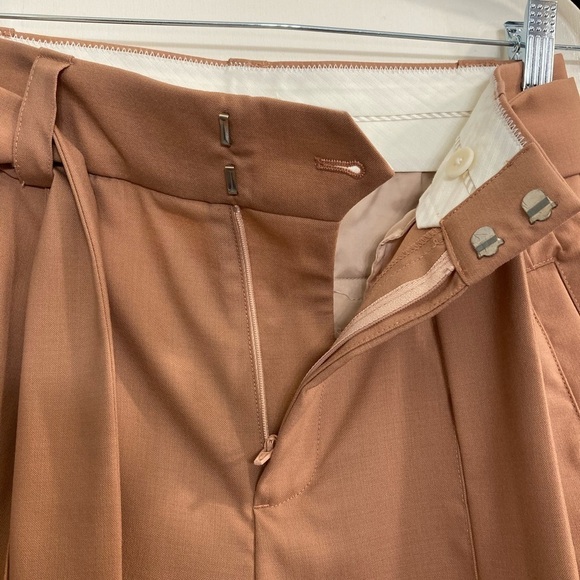 Collection by J. Crew salmon pink wool high waist pants with fabric belt - Picture 4 of 6